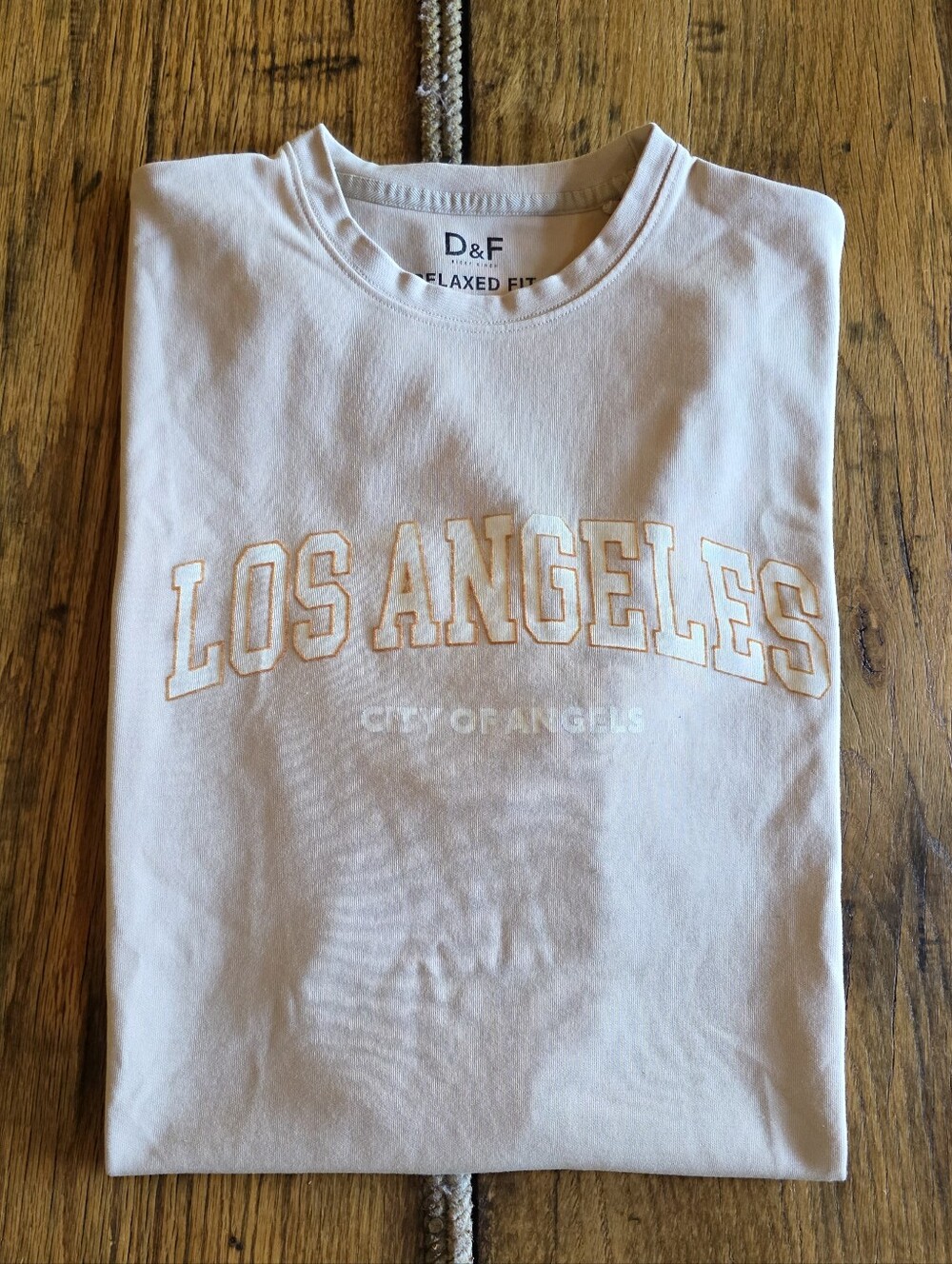 D&F Relaxed Fit "Los Angeles" Crewneck - Light Tan Mens Large